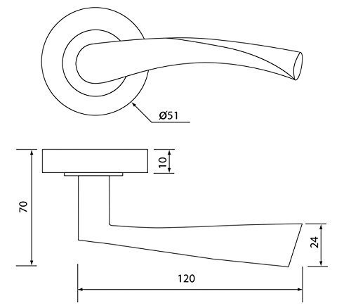 1 Pair Astrid Design Classic Door Handles in Polished Chrome Finish