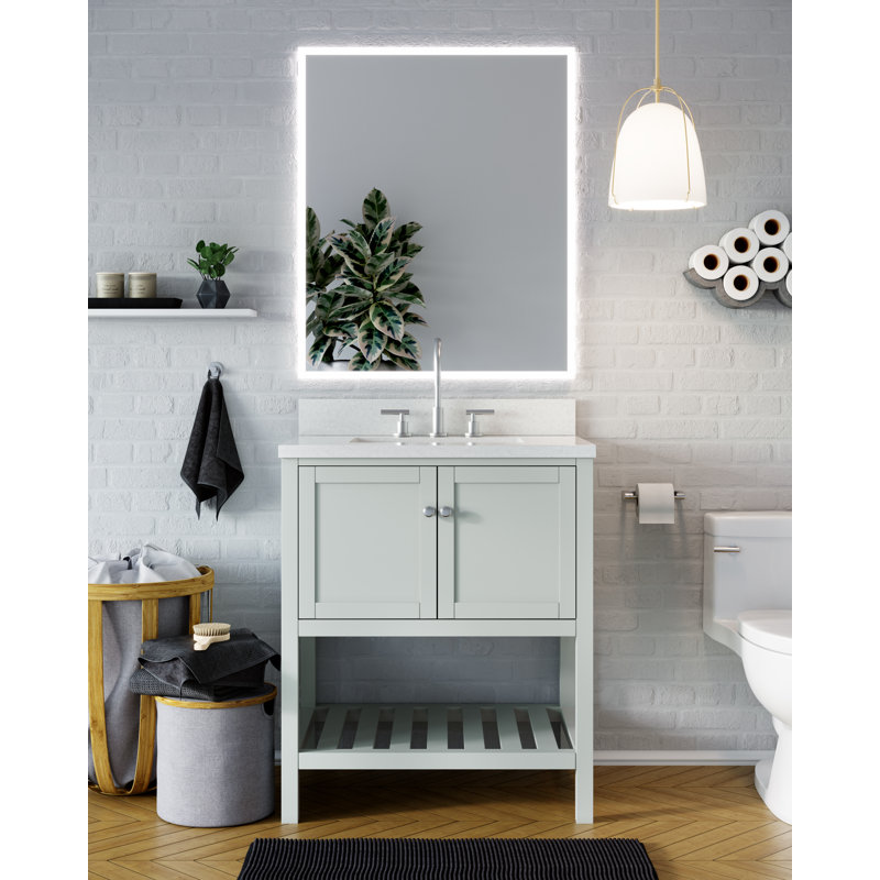 Ensemble de meuble-lavabo simple 36 po Riose, Marbre de Carrare, Océan gris