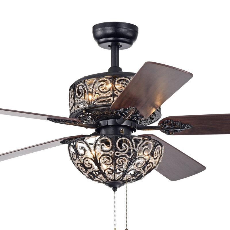 Hennis 52'' Ceiling Fan with Light Kit, Remote Control, Rustic Bronze