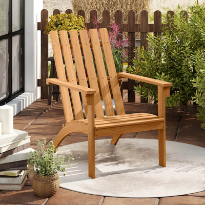 1 PCS Patio Adirondack Chair with Inclined Seat High Backrest for Porch Backyard Poolside