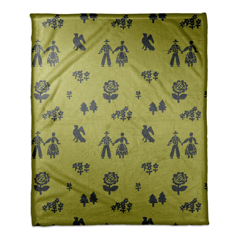 Hand Woven Throw Blanket, Black/Green