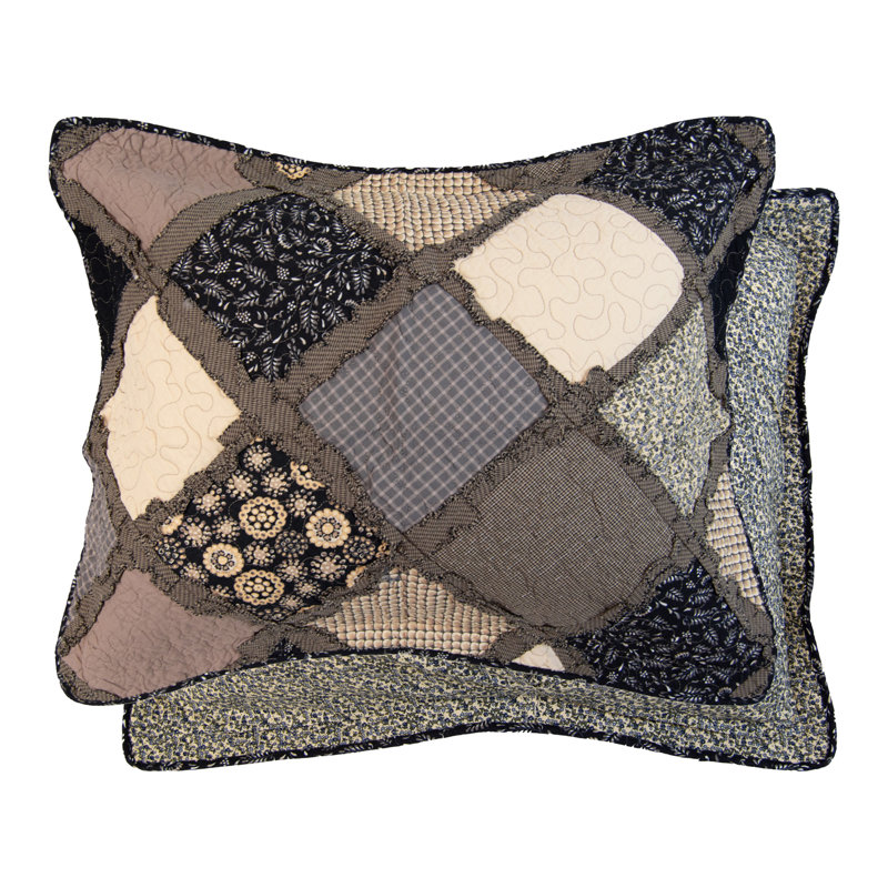Donna Sharp Lexington 3PC Ragged Piece Cotton King Quilt Set, King Quilt + 2 King Shams