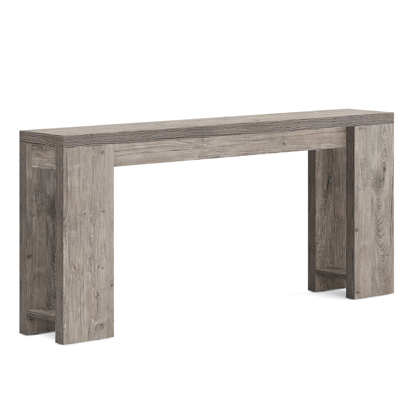 Gray Engineered Wood Farmhouse Console Table with Storage
