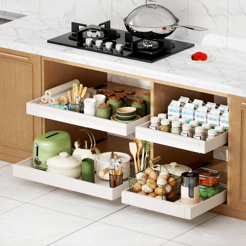 Pacelli Adjustable Pull Out Drawer, White