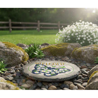 Garden Stone Floral Butterfly