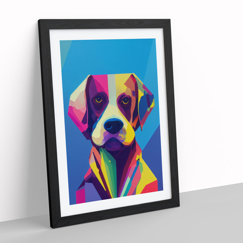 Colourful Dog No.5 - Print, White, Black Framed, 66cm H x 48cm W x 2cm D