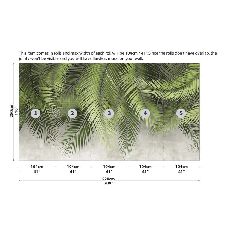 Papier peint Exotic Jungle Palace, Vert clair, L 110 po x l 204 po