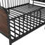 Base de lit plateforme double en métal avec lumière, lit double en métal pour enfants avec tête de lit tapissier et rangement, noir-1265028642-1265028643