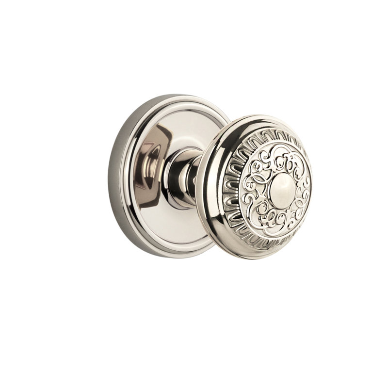 Rosette Grandeur Georgetown avec bouton de porte Windsor, Nickel poli, 2-3/4"