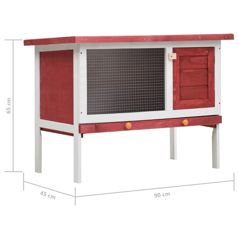 Rudy Weather Resistant Rabbit Hutch, Red
