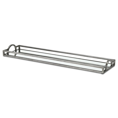 Plateau à miroir rectangulaire mince Verena - argent