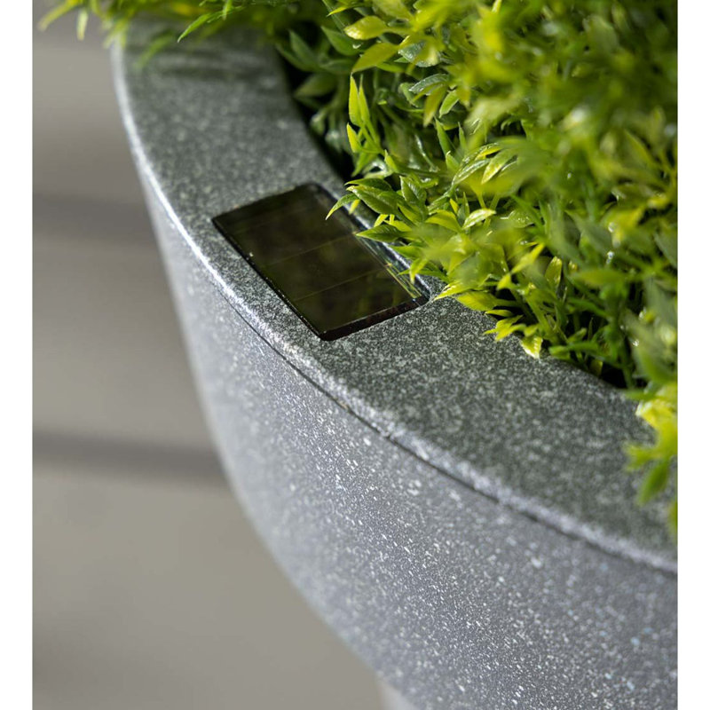 Outdoor Fiberglass Planter With Solar Lights