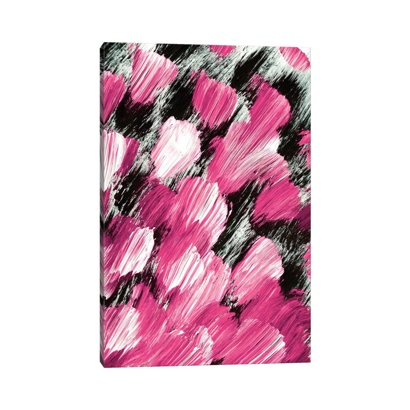 Panache, rose vif par Julia Di Sano - peinture sur toile tendue, H 18 po x l 12 po x 1,5 po