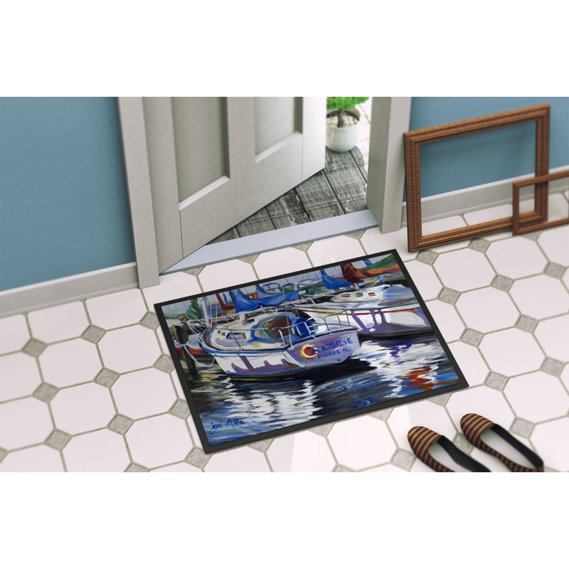 Tapis de porte d’intérieur anti-dérapant à voilier soleil, Rectangle 2 pi x 3 pi
