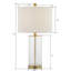 Lampe de table en verre bullé de 23,5 po avec abat-jour 3 voies, abat-jour en lin et base en métal Brokk pour le salon et la chambre à coucher-1172322102