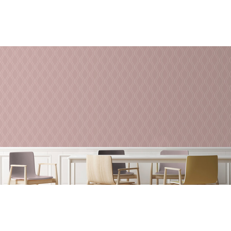 Panneau de papier peint adhésif Vaneesha Ogee, l 24 po x L 48 po, Rose