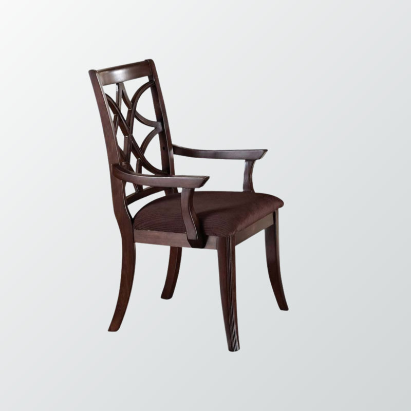 Chaise avec accoudoirs Tapisserie (lot de 2) en noyer foncé et microfibre brune