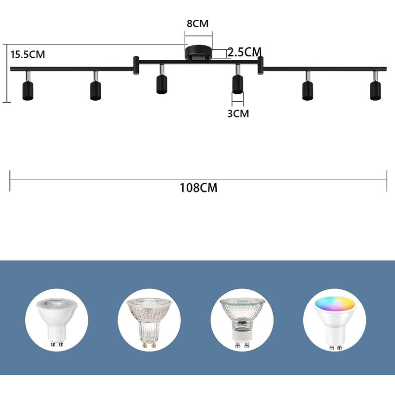 Charliyah 1-Light 110cm LED Integrated Spotlight, Matte Black