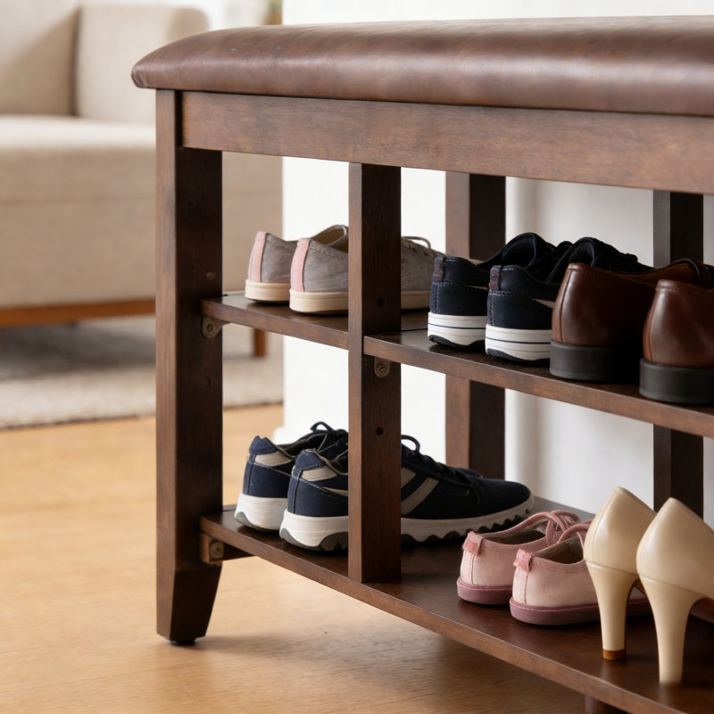 Banc à chaussures à deux niveaux avec tablettes réglables, H 16,5 po x l 39,6 po x P 12 po
