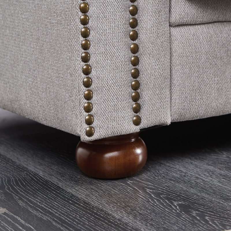 Canapé Chesterfield classique en similicuir brun, Gris clair