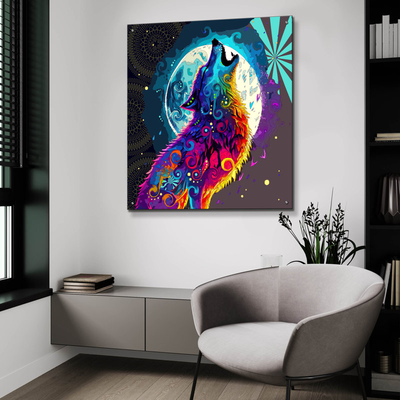 «Call To The Moon» par Dean Russo, art mural en verre acrylique, H 36 po x l 36 po x P 0,2 po