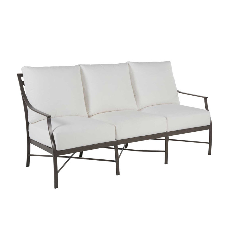 Monaco Aluminum Sofa - Slate Gray, Rollo Lace InsideOut® Linen, Slate Gray, No Welt