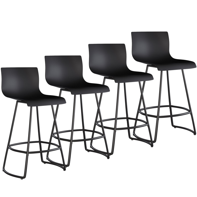 Black Acrylic and Metal Swivel Counter Stools, Set of 4