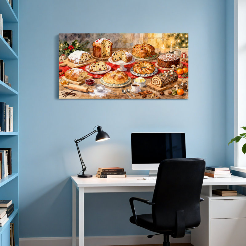 Scène de table de Noël, H 16 po x l 32 po