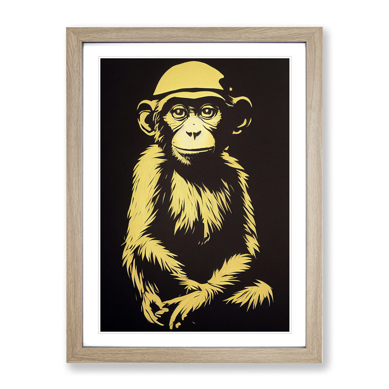 A Young Monkey No.1 - Framed Print, 46cm H x 34cm W, Oak