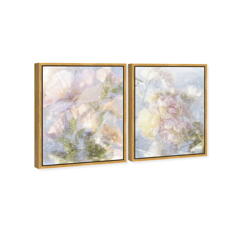 Floral Haze Set Floral & Botanical Canvas Print by Oliver Gal, Black Frame, 16 x 20, 25"H x 31"W, Gold Floater Frame