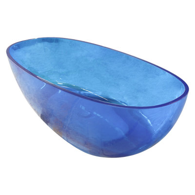 64'' X 29.6'' Transparent Freestanding Soaking Solid Surface Stone Resin Bathtub