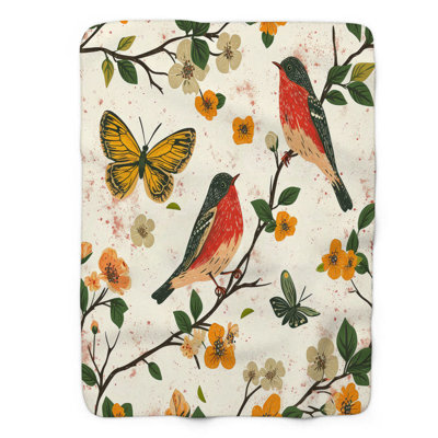 Antique Winged Wonders - 1 Piece Premium Sherpa Bl Throw Blanket