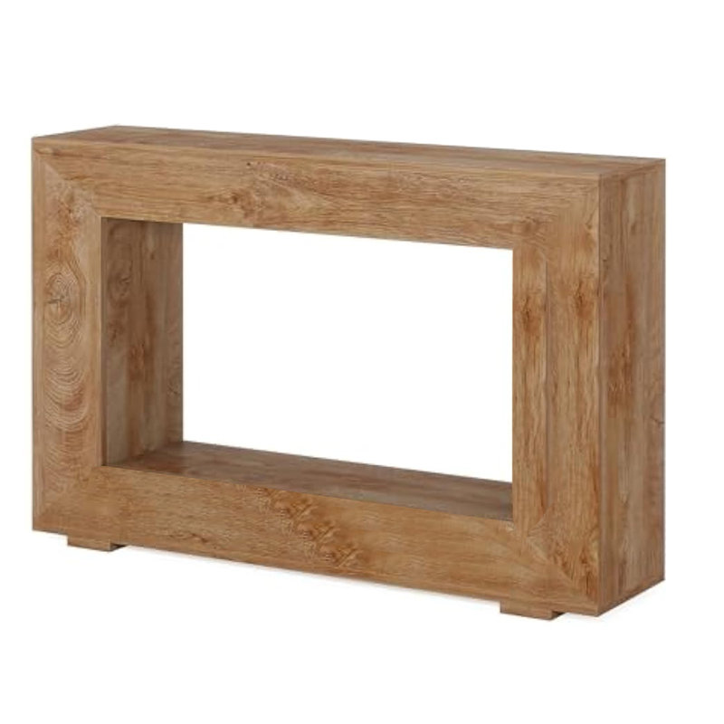 Evan Console Table, 47 Inch Rectangular Top, Rustic, Open Shelf, Brown