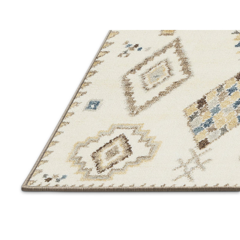 Tapis contemporain beige / jaune, Rectangle 8 pi x 12 pi