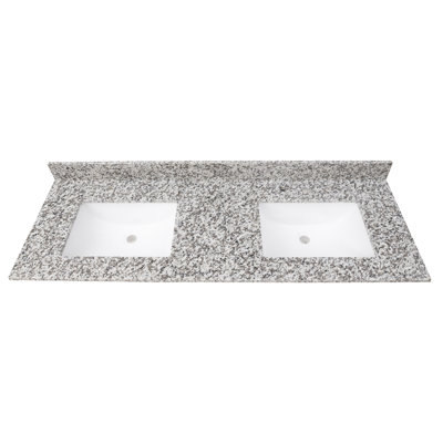 LustreLine Silver Marin 61 in. x 22 in. Granite Integrated Double Sink Vanity Top