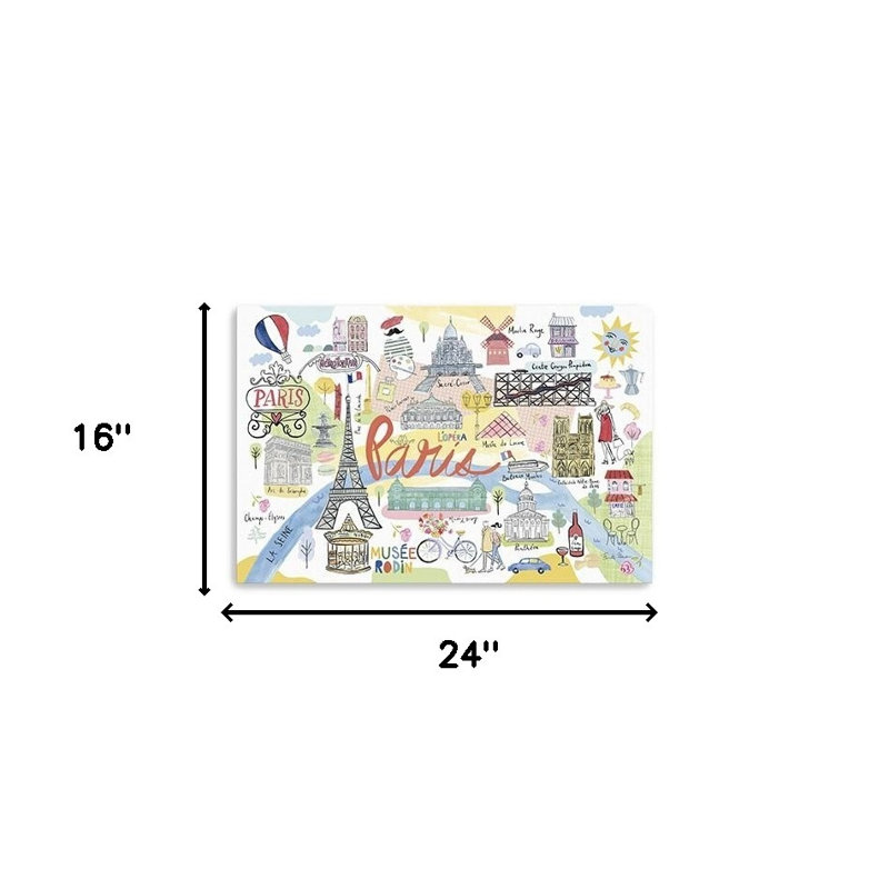 Fun Illustrated Paris Map Print Wall Art