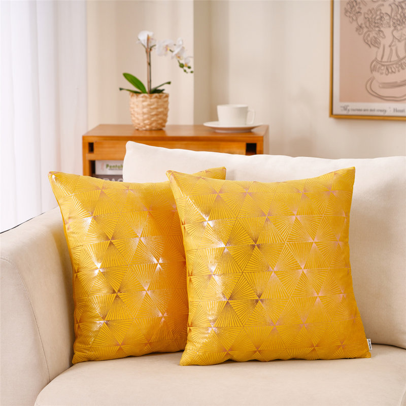 Jeté en velours, Polyester / bourre de polyester, Jaune, 14 po x 20 po