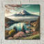  'Mount Fuji In Japan' by Rey Klimt Acrylic Glass Wall Art, 12" x 12"