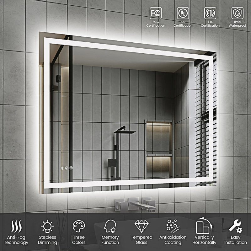 Miroir de salle de bain Led, 36,05 po x 48,05 po