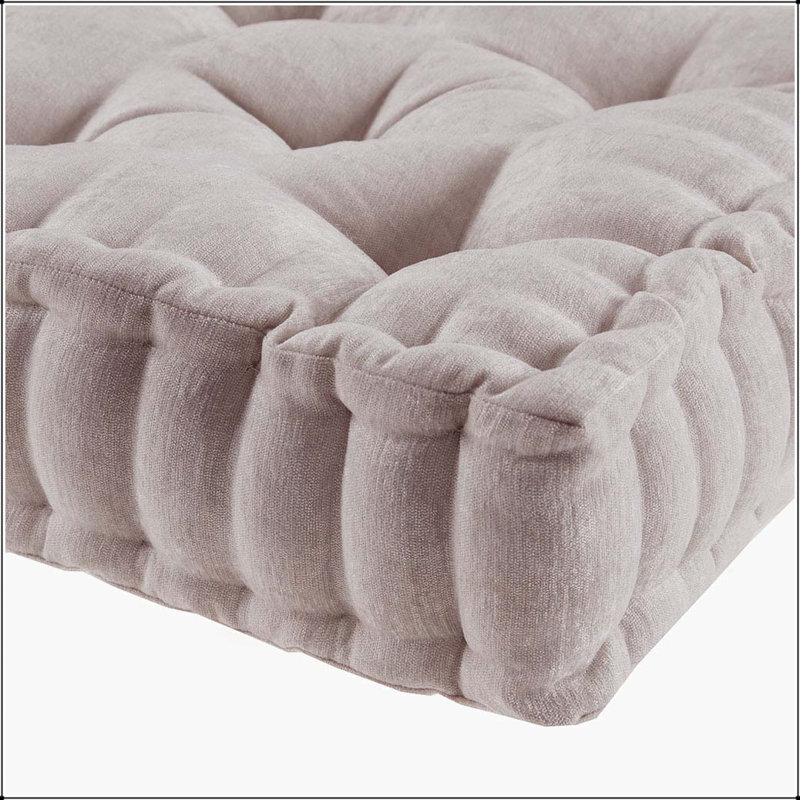 Coussin de sol carré en poly chenille, Rosé