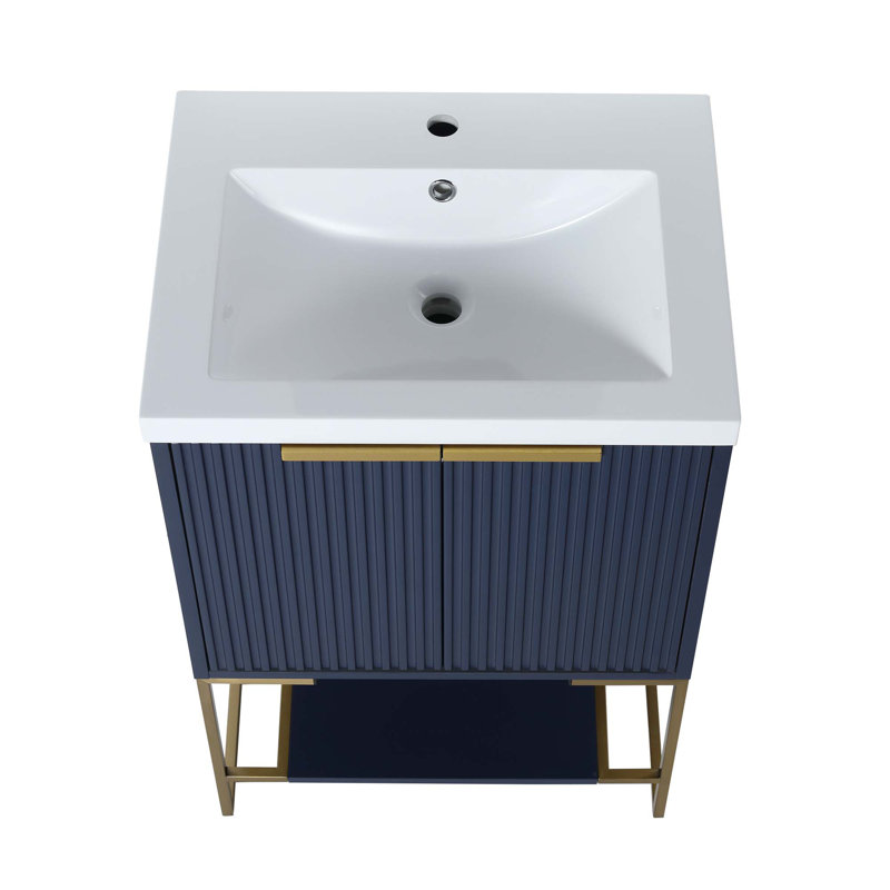 Meuble-lavabo autoportant de 24 po avec lavabo en résine