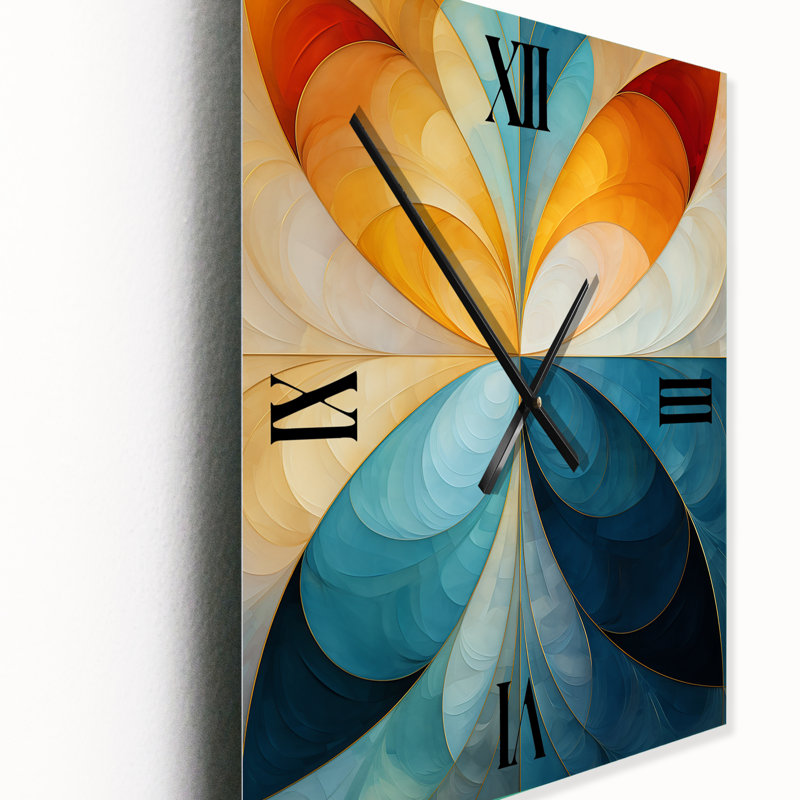 Contemplating Divinity Circular Harmony I - Horloge murale géométrique moderne surdimensionnée, H 32 po x l 16 po x P 1 po