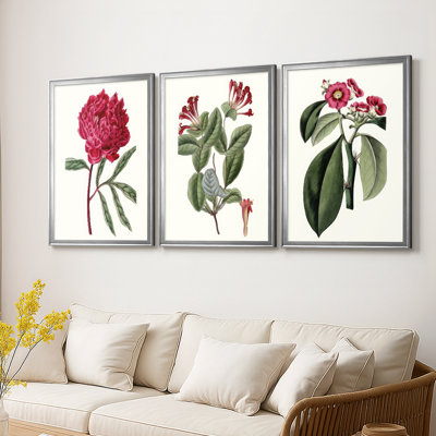 Roseat Blooms IV - Toile tendue avec châssis sur mesure - 3 pièces