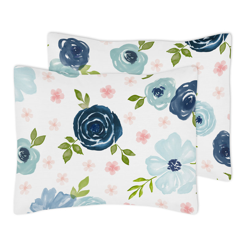 Full Blue Microfiber Floral Comforter Set for Girls