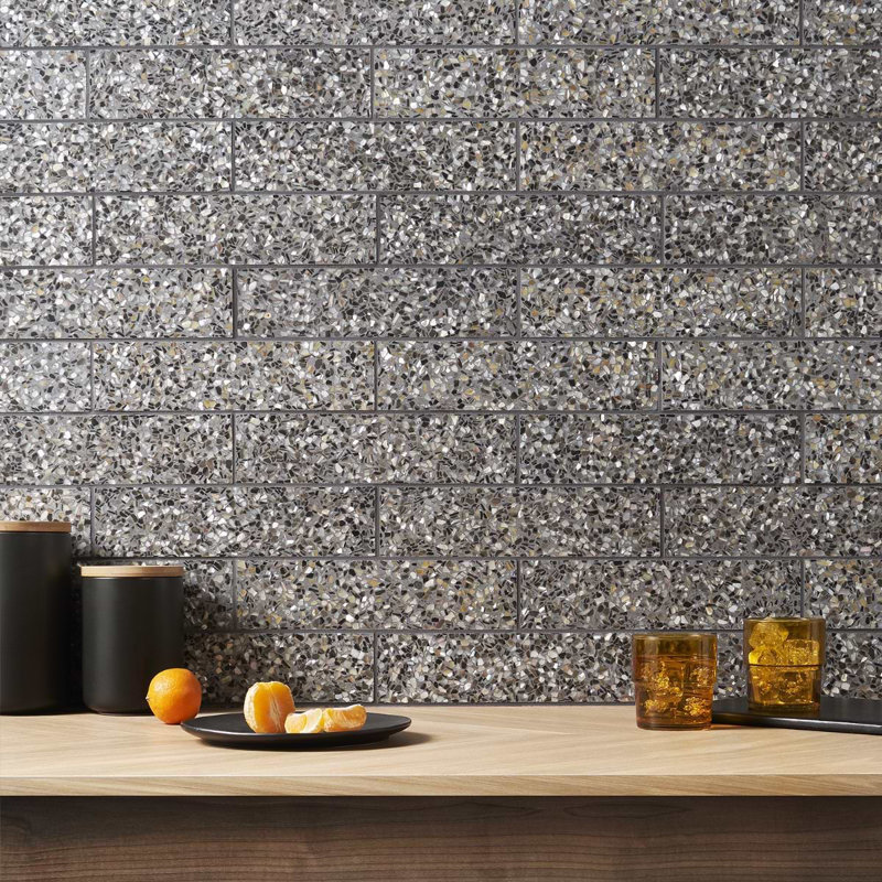 Reef Gray 3X12 Polished Pearl Terrazzo Tile