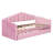 Twin Size Upholstered Daybed With Trundle,Velvet Sofabed With USB Charging Ports,No Box-Spring Needed,Pink