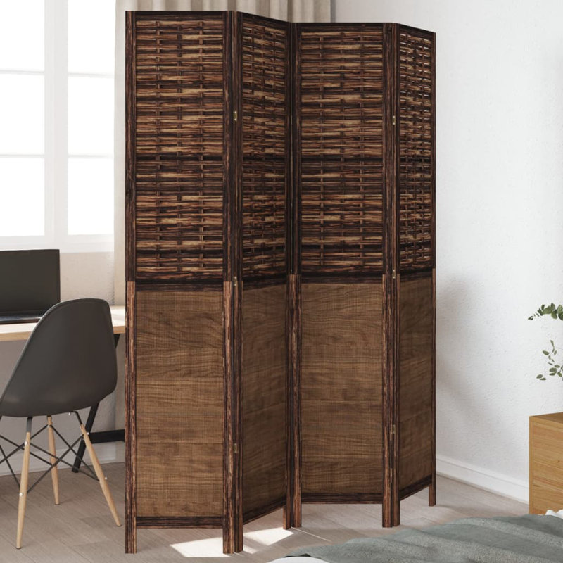 Farnum Solid Wood Accent Room Divider, Dark brown, 200cm H x 145cm W