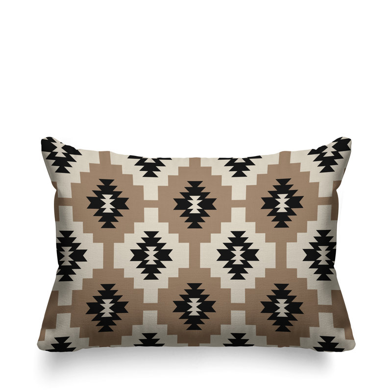 Coussin intérieur / extérieur Hinto Southwestern, 14 po x 20 po, Beige, Rectangulaire