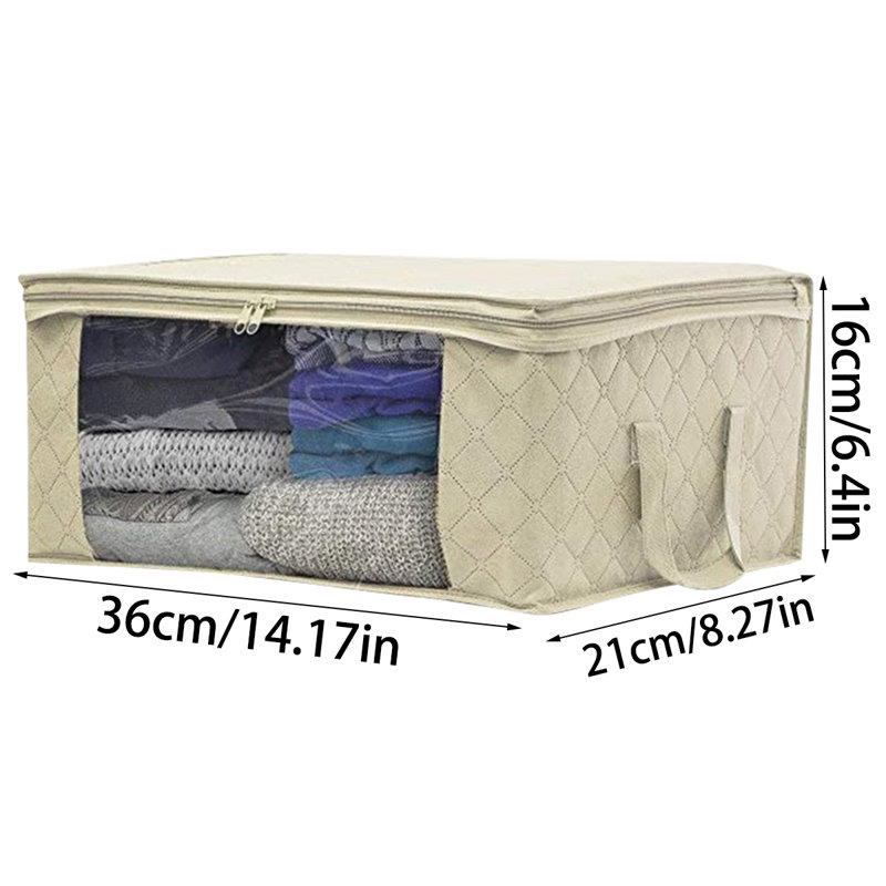 Sac de rangement pour vêtements pliable avec fermeture à glissière, organisateur de placard non tissé, boîte de rangement sous le lit, 14 x 8 x 6,4 po
