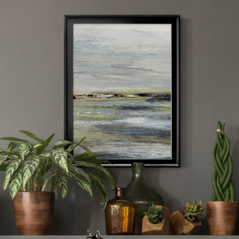 Wetlands I - Peinture sur toile encadrée, Cadre noir, H 30,5 po x l 42,5 po x P 1,5 po